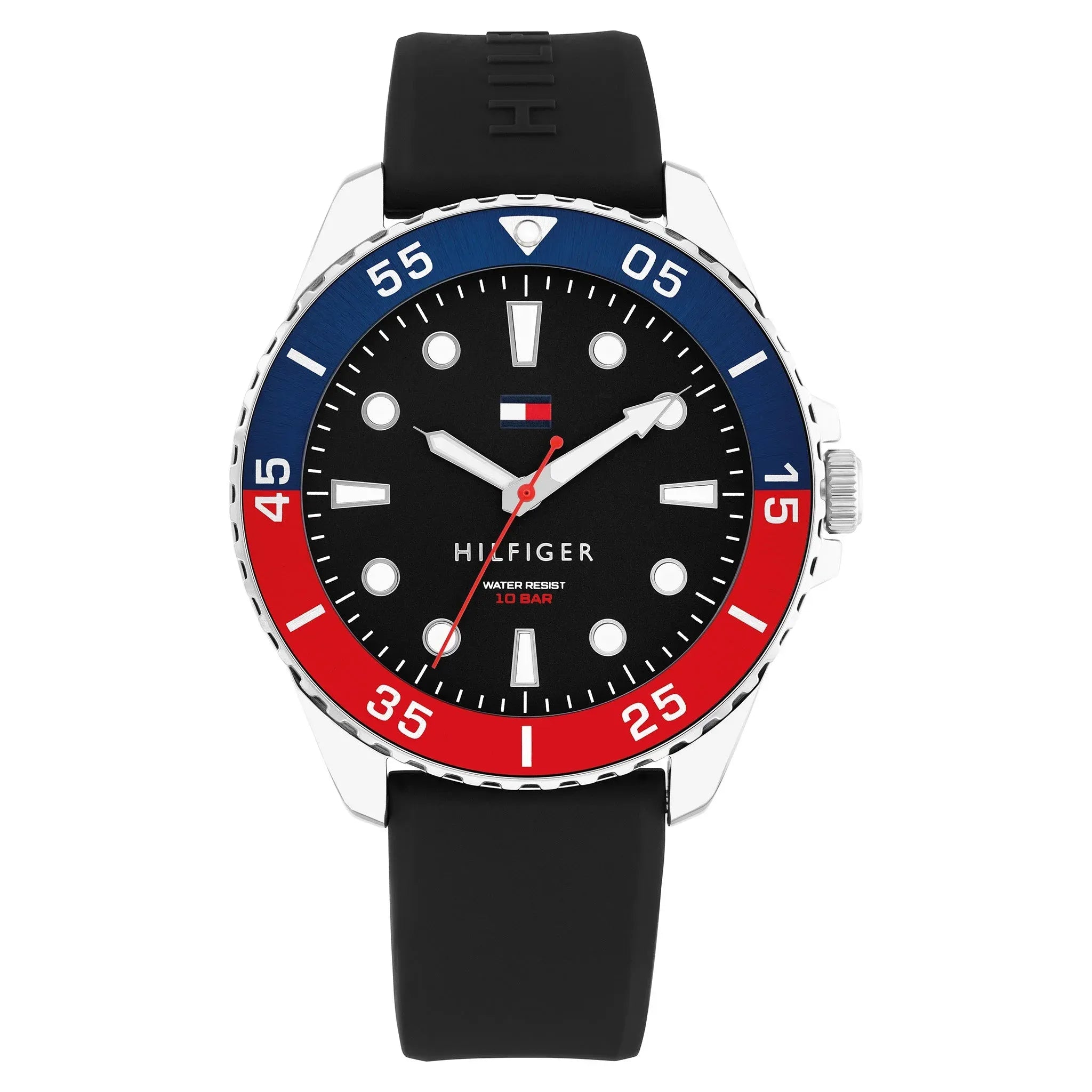Tommy Hilfiger 1792201 Black Dial Black Silicone Strap Watch For Men