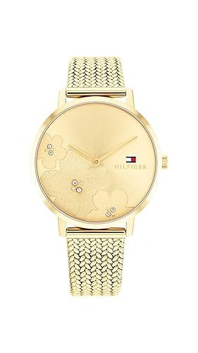 Tommy Hilfiger Women’s Champagne Dial Thin Gold & Steel Stainless Steel Mesh Watch – 1782606