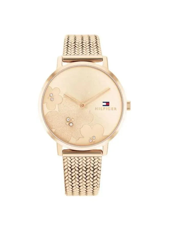Tommy Hilfiger Women’s Rose Gold Stainless Steel Mesh Watch – Champagne Dial, Crystal Accents (1782603)