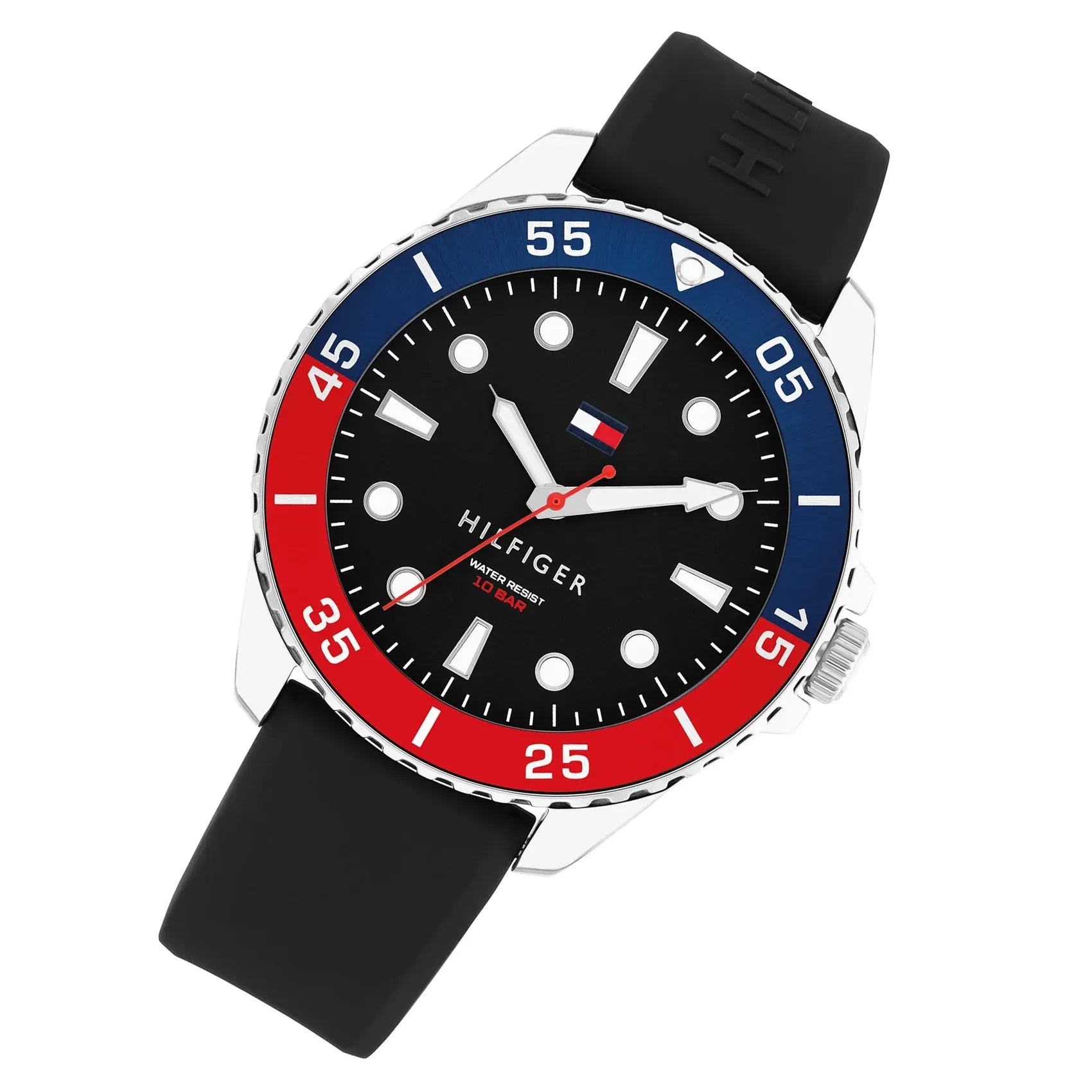 Tommy Hilfiger 1792201 Black Dial Black Silicone Strap Watch For Men