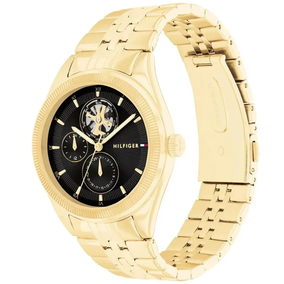 Tommy Hilfiger Monica 1782717 Women’s Quartz Watch – Gold Stainless Steel, Black Dial, 38mm