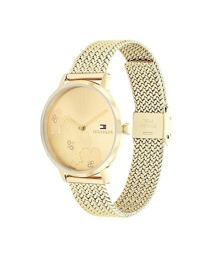 Tommy Hilfiger Women’s Champagne Dial Thin Gold & Steel Stainless Steel Mesh Watch – 1782606