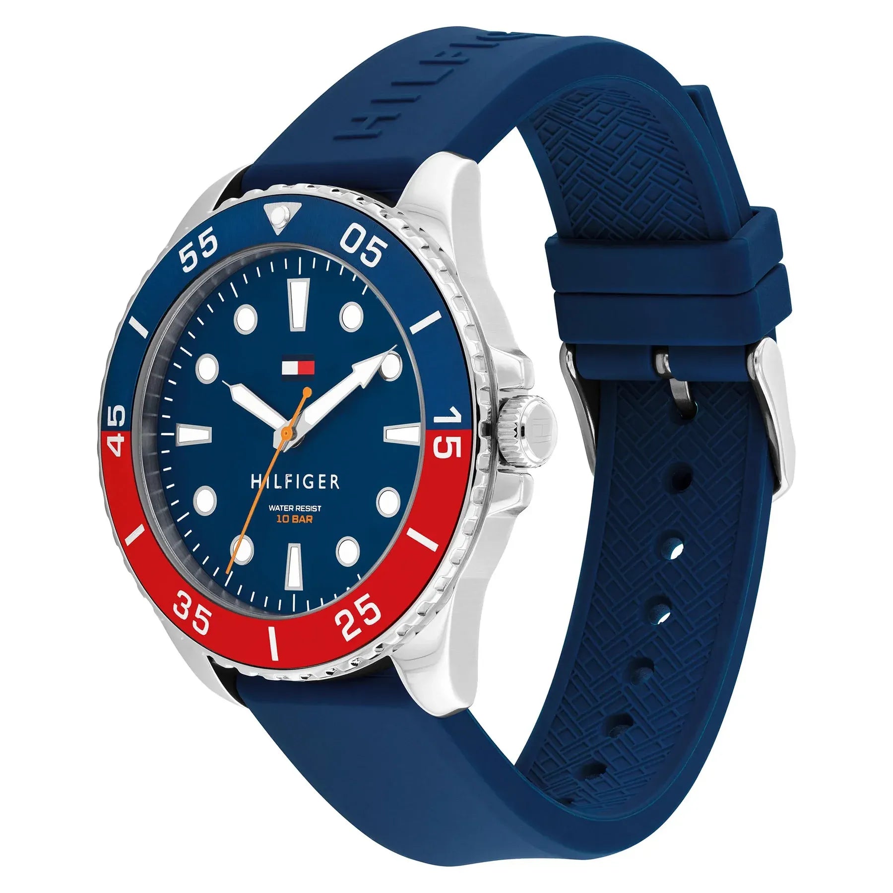 Tommy Hilfiger 1792200 Blue Dial Black Silicone Strap Watch For Men