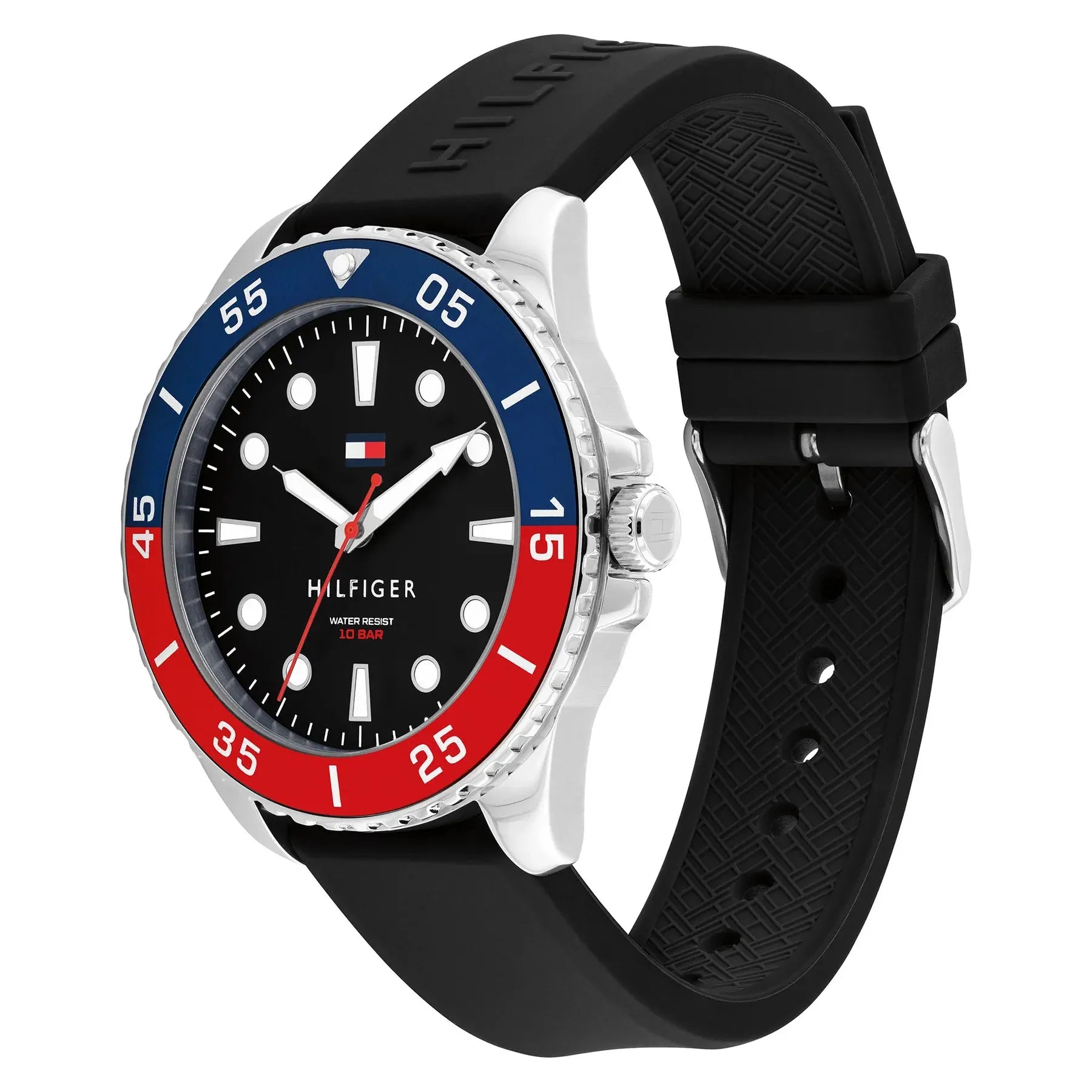 Tommy Hilfiger 1792201 Black Dial Black Silicone Strap Watch For Men