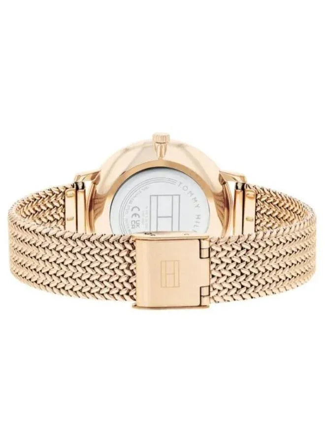Tommy Hilfiger Women’s Rose Gold Stainless Steel Mesh Watch – Champagne Dial, Crystal Accents (1782603)