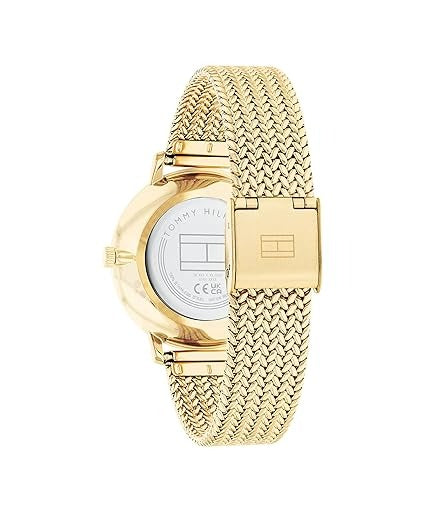 Tommy Hilfiger Women’s Champagne Dial Thin Gold & Steel Stainless Steel Mesh Watch – 1782606