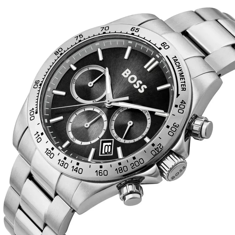 Hugo Boss Hero Men’s Stainless Steel Watch 1514267 – Black Dial, Silver Strap, 43 mm