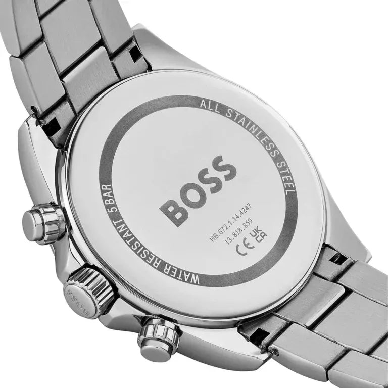 Hugo Boss Hero Men’s Stainless Steel Watch 1514267 – Black Dial, Silver Strap, 43 mm