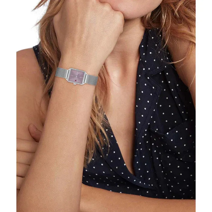 Tommy Hilfiger Women’s Stainless Steel Mesh Watch – Purple Dial, Crystal Accents (1782790)