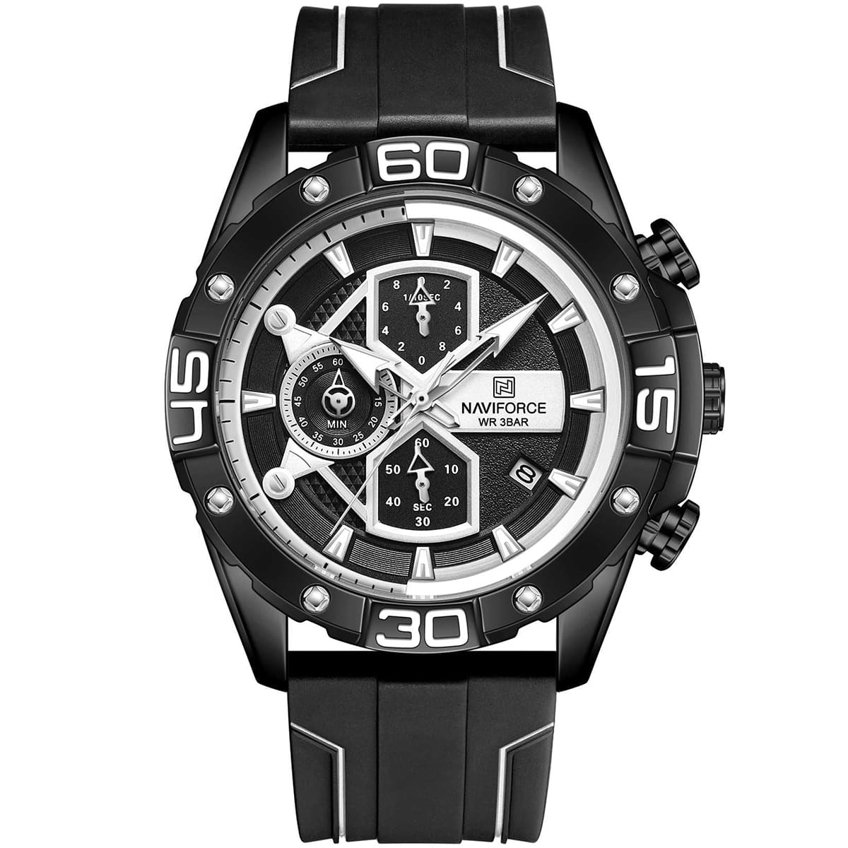 ساعة نافي فورس رجالي NF8018T-B-B-W